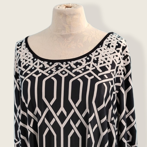 JSP Woman black and white Top with studded neckline XL - Picture 3 of 11